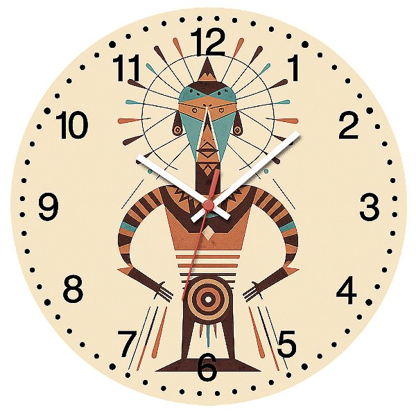 Relógio de Parede Arte Tribal Africana