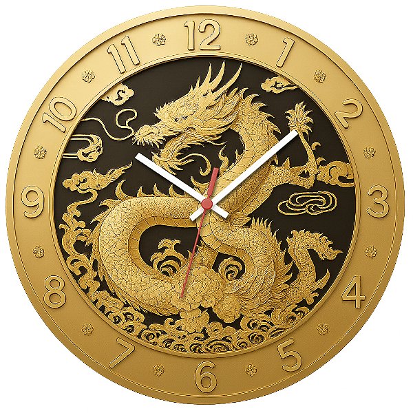 Relógio de Parede Arte Dragão Oriental