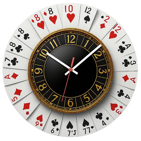 Relógio de Parede Jogos Cartas de Baralho