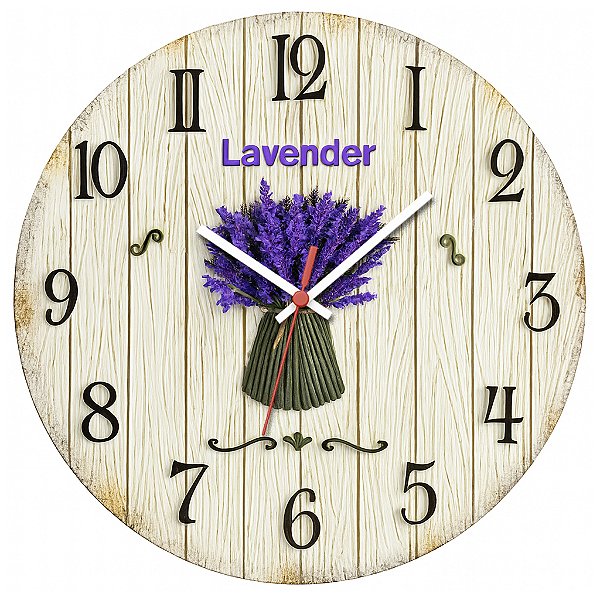 Relógio de Parede Lavabo Buque de Lavanda