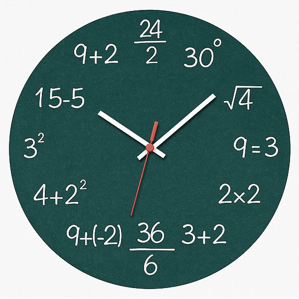 Relógio de Parede Matemática Ensino Divertido Verde