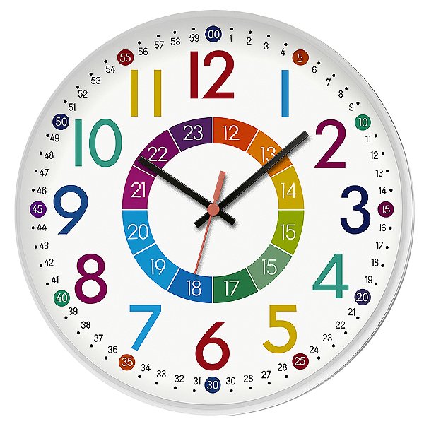 Relógio de Parede Matemática Números Coloridos Educativos