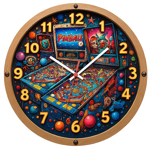 Relógio de Parede Game Pinball
