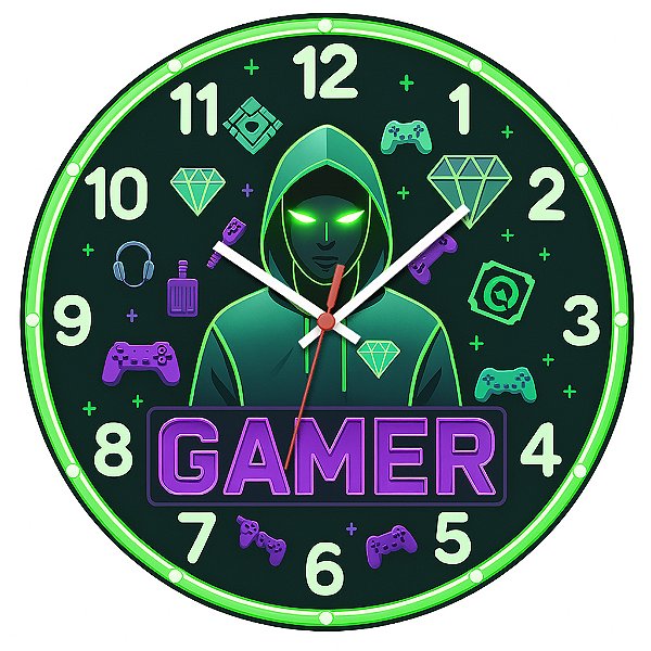 Relógio de Parede Gamer Hodie Verde