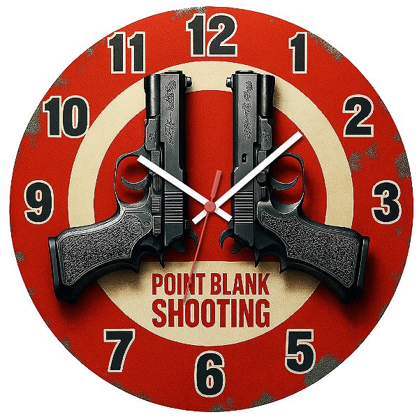 Relógio de Parede Armas Revólver Duplo Alvo Vermelho
