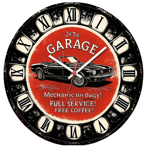 Relógio de Parede Veículos Carro Garage