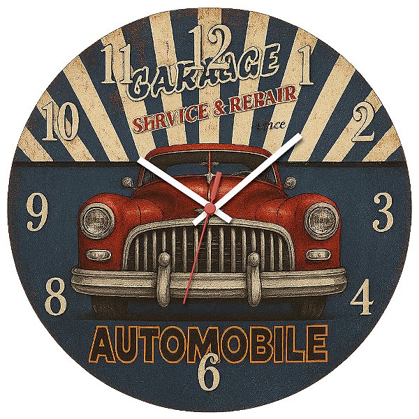 Relógio de Parede Veículos Carro Automobile Garage