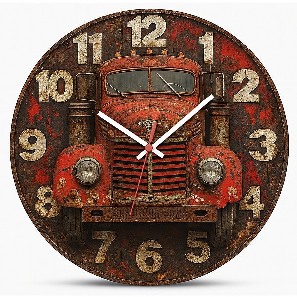 Relógio de Parede Veículos Carro Caminhão Vermelho