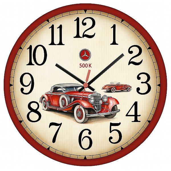 Relógio de Parede Veículos Carro Vermelho