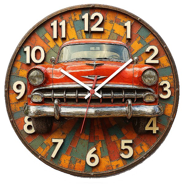 Relógio de Parede Veículos Carro Vermelho