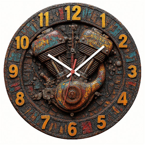 Relógio de Parede Veículos Motor Moto Cromado