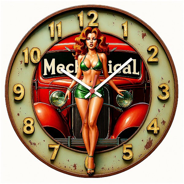 Relógio de Parede Veículos Carro Mulher Vintage