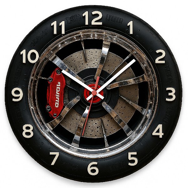 Relógio de Parede Veículos Pneu Com Pastilha