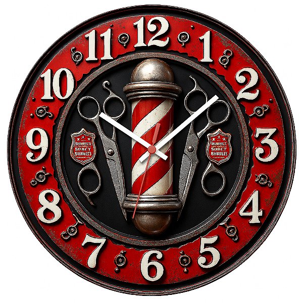 Relógio de Parede Profissão Barbearia Com Tesouras