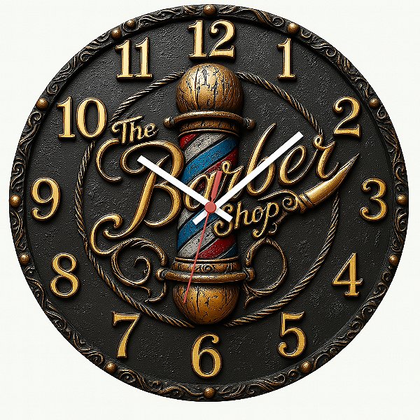 Relógio de Parede Profissão Barbearia Dourado