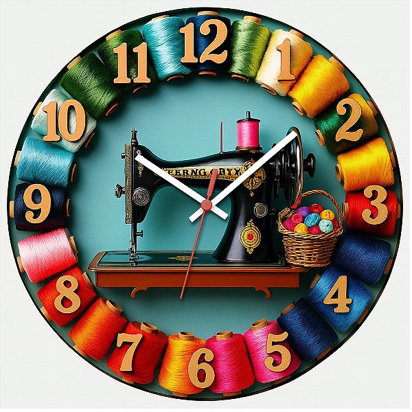 Relógio de Parede Profissão Costura Máquina e Linha