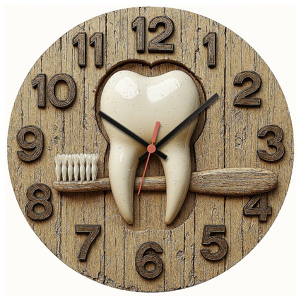 Relógio de Parede Profissão Dentista Dente Entalhado