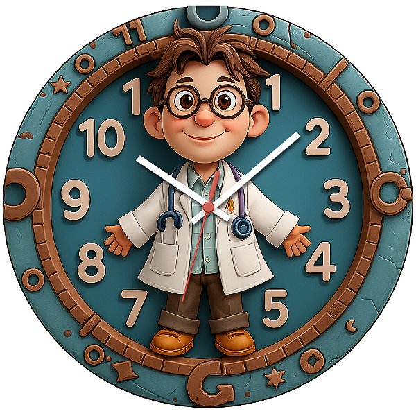 Relógio de Parede Profissão Dentista Personagem