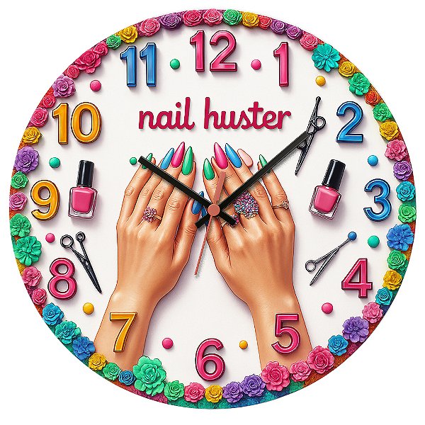 Relógio de Parede Profissão Manicure Nail Huster