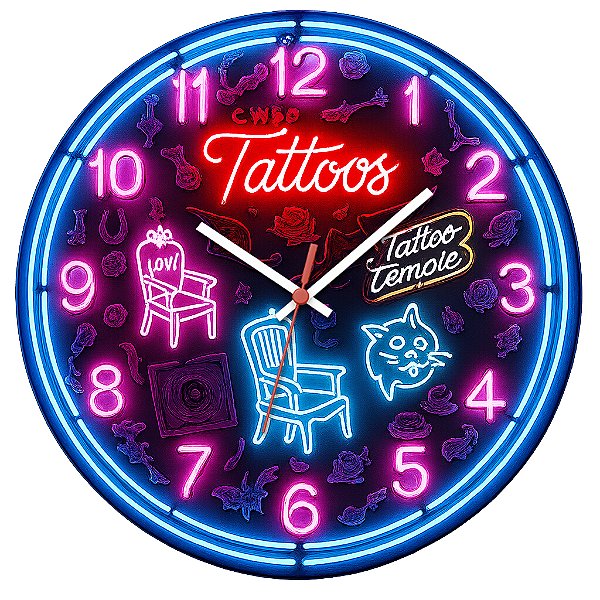 Relógio de Parede Profissão Tatuador Neon
