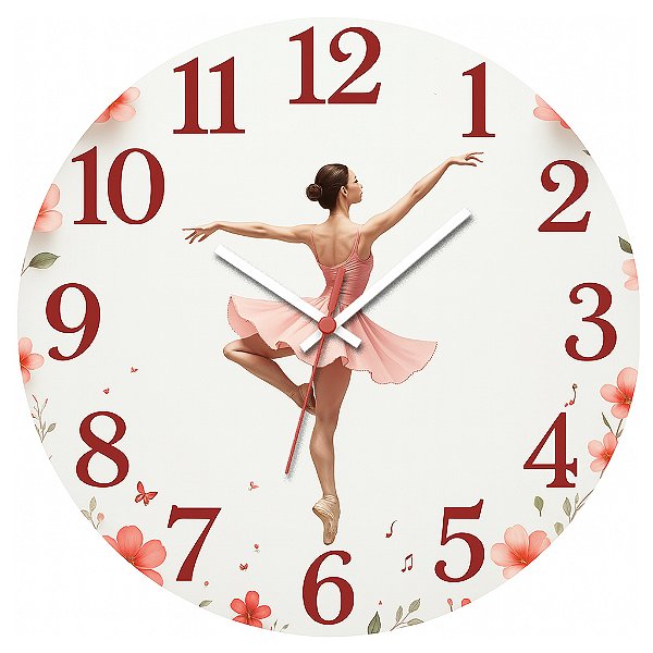Relógio de Parede Dança Bailarina Flores
