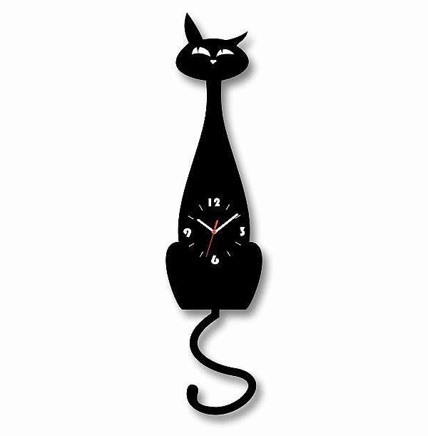 Relogio De Parede Pendulo Gato Acrilico Balança Rabo + Impressão UV - Pendulart