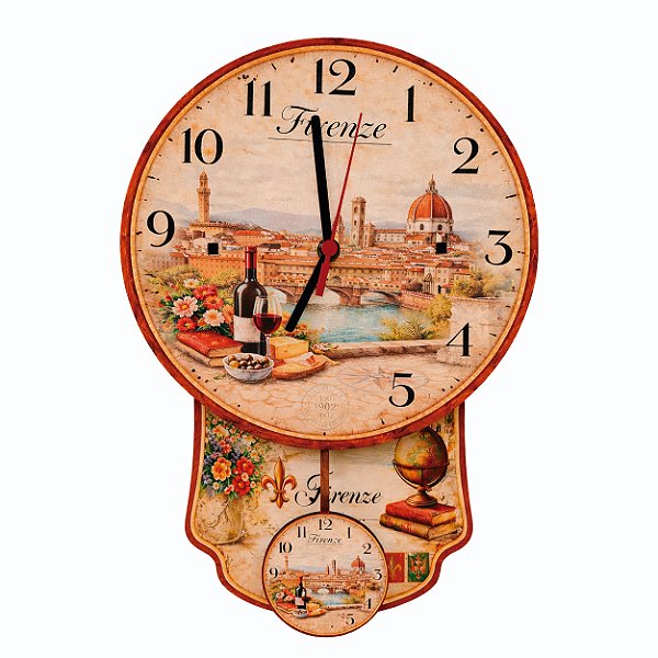 Relógio de Parede Pendulo Destinos do Mundo Pendulart em UV