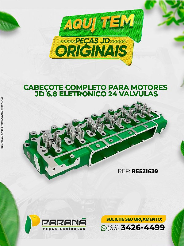 Cabeçote Completo Motor John Deere 6.8 Eletrônico 24V – REF RE521639