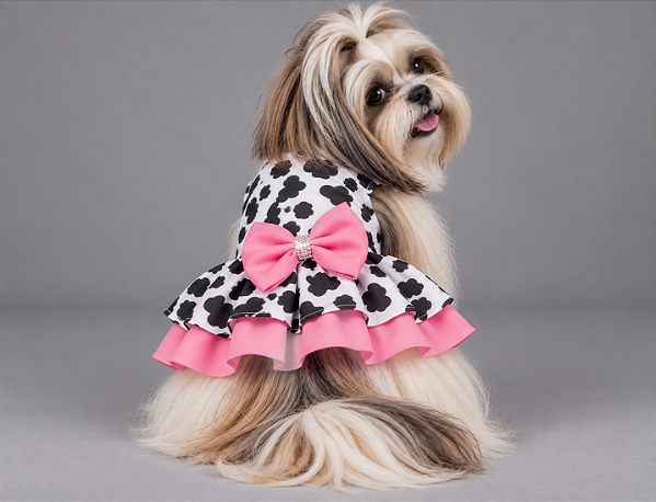 Vestido Pet Premium Vaquinha Gaby Moda Pet - Venda Atacado