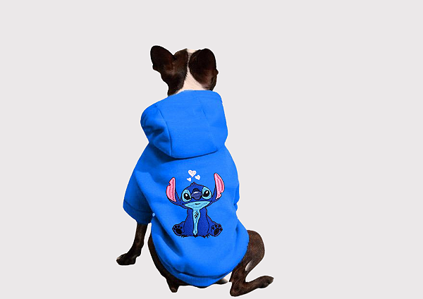 Blusão Moletom com Capuz Personagem Azul Claro  Gaby Moda Pet - Atacado
