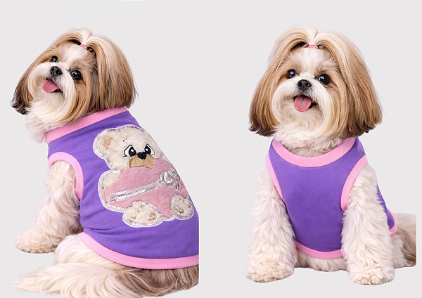 Roupa Pet Moletom Premium Lilas Ursinha Gaby Moda Pet - Atacado