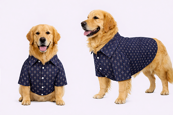 Camisa Alfaiataria Azul Marinhho Gaby Moda Pet - Venda Atacado