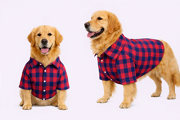 Camisa Alfaiataria Xadrez Vermelha Gaby Moda Pet - Venda Atacado