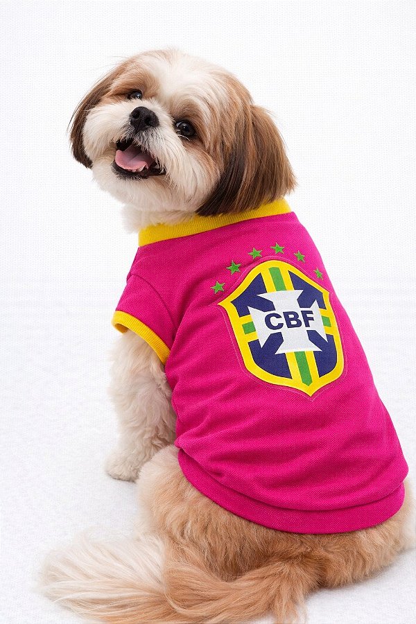 Camiseta Pet Copa Brasil Pink Premium Gaby Moda Pet - Venda Atacado