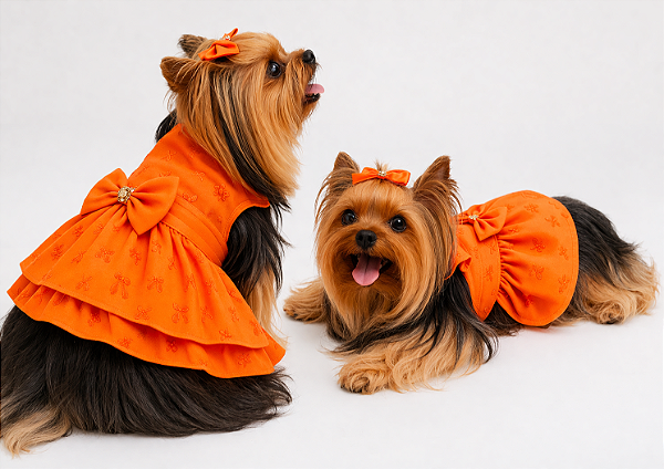 Vestido Pet Atacado Laise Laranja Gaby Moda Pet - Venda Atacado
