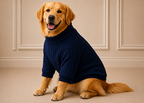 Roupa Pet Suéter Tricô Azul Marinho Premium Pet no Atacado para Lojas e Revendedores