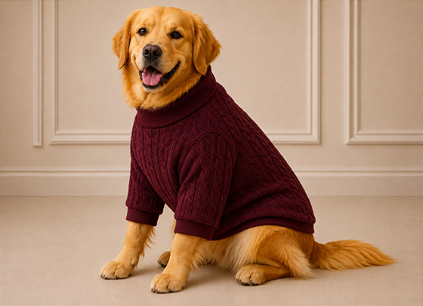 Roupa Pet Suéter Tricô Bordô Marinho Premium Pet no Atacado para Lojas e Revendedores