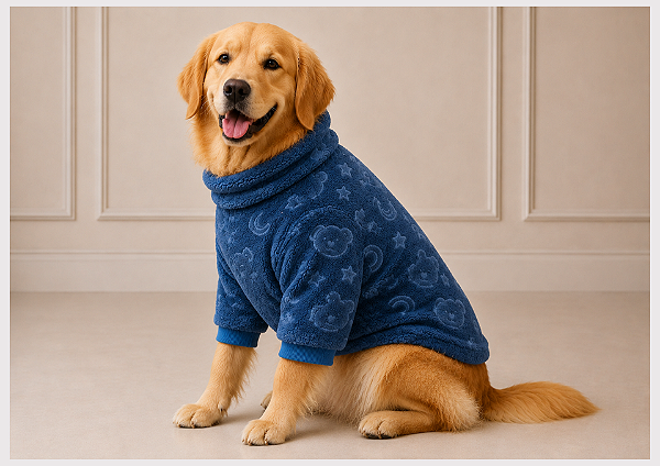 Roupa pet frio Fleece Premium Azul 3D para Cães de Grande Porte e Pequenos no Atacado