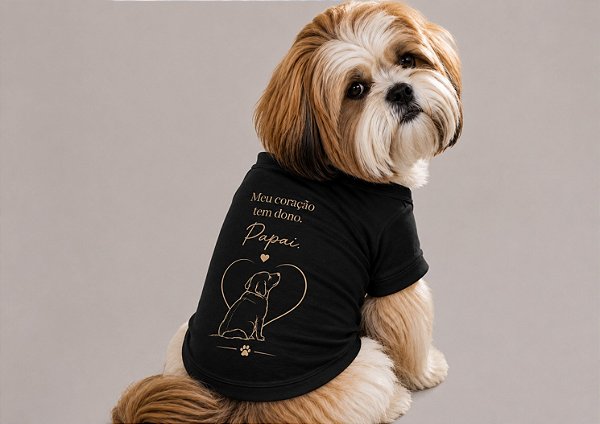Coleção Dia dos Pais – Camisetas Pet Preta Meu Coração Tem Dono Personalizadas no Atacado