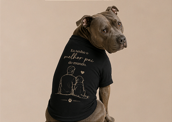Camisetas Pet Preta Melhor Pai Personalizadas no Atacado
