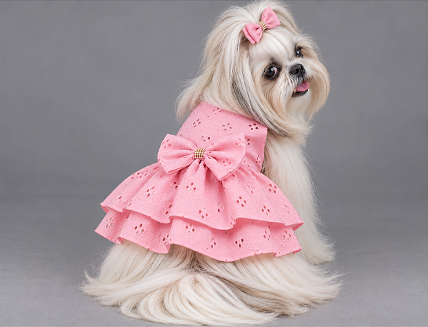 Vestido Pet Atacado Laise Rosa Gaby Moda Pet - Venda Atacado
