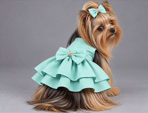 Vestido Pet Atacado Verde Tifany Gaby Moda Pet - Venda Atacado