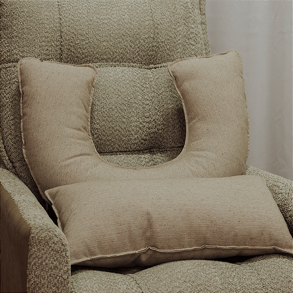 Kit Almofadas Rineira + Amamentação - Linho Bege