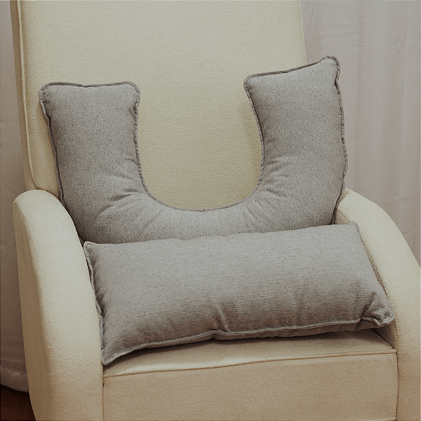 Kit Almofadas Rineira + Amamentação - Linho Cinza