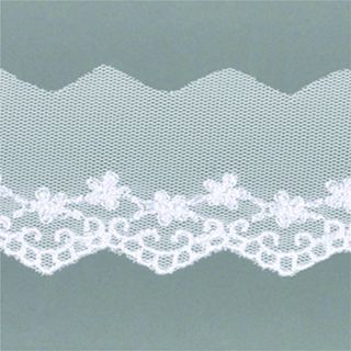 Bordado Inglês Arte Punto Tule BT-007 4,5cm Branco 13,7mts