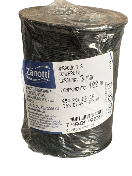 Elástico Jaraguá Preto Fio Tinto 100MT