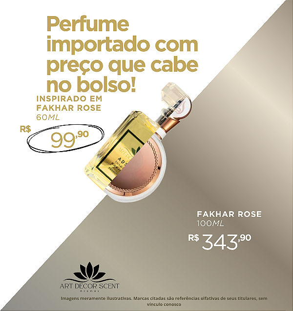 Perfume Art Decor Scent - Inspirado em Fakhar Rose 60ml