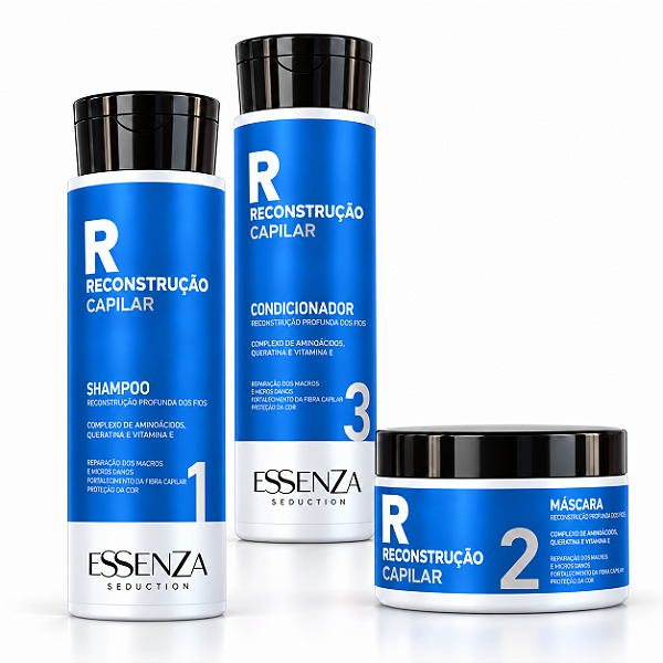 Kit Reconstrutor Pós Quimica 3 Passos - Tratamento Anti-Quebra Essenza Professional