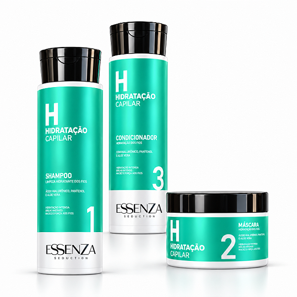 Kit Hidratação Capilar 3 Passos - Reposição Hidrica Capilar Argan Puro Essenza Professional