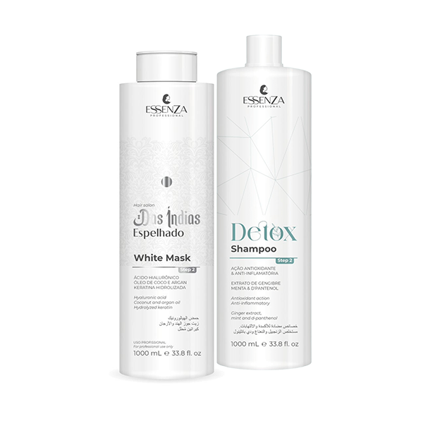 Essenza Kit Das Índias Espelhado White + Detox Shampoo - Nutrição e Brilho Intenso